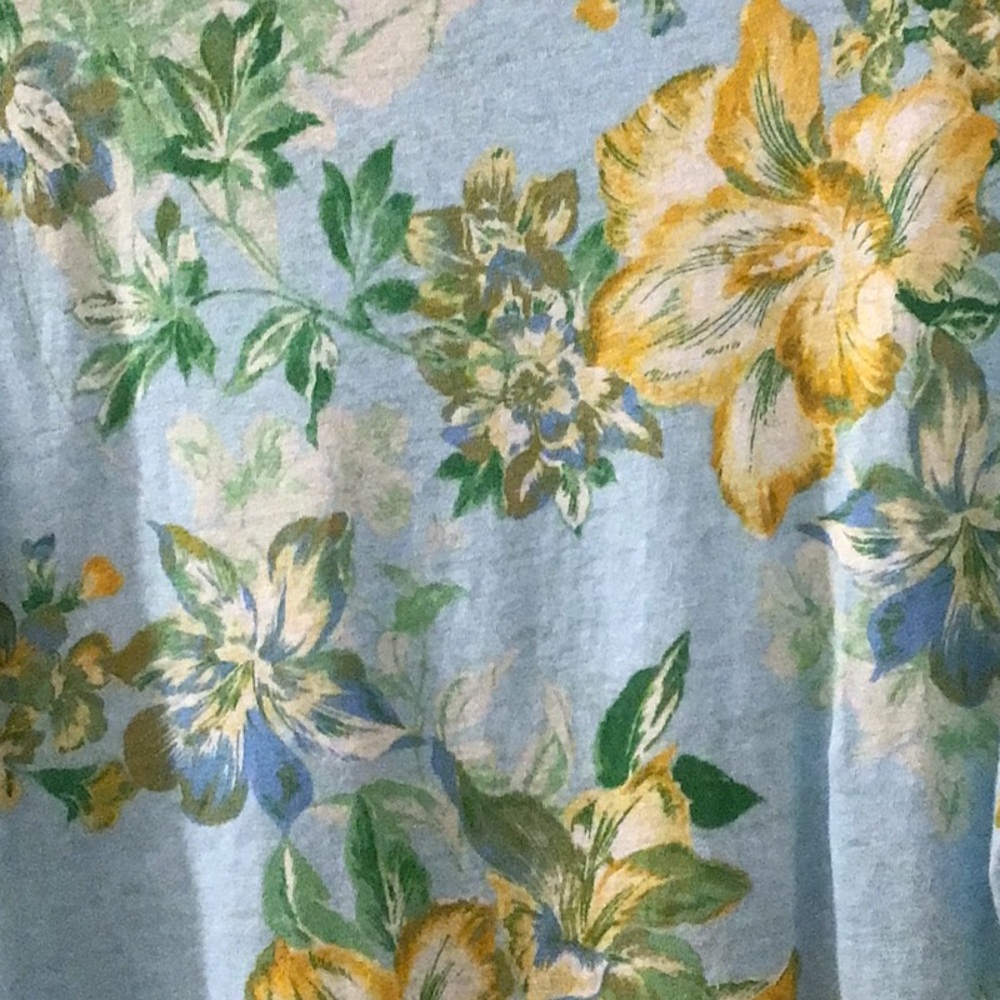 Talbots Blue and Yellow Floral Short Sleeve Top Size L - Picture 6 of 10
